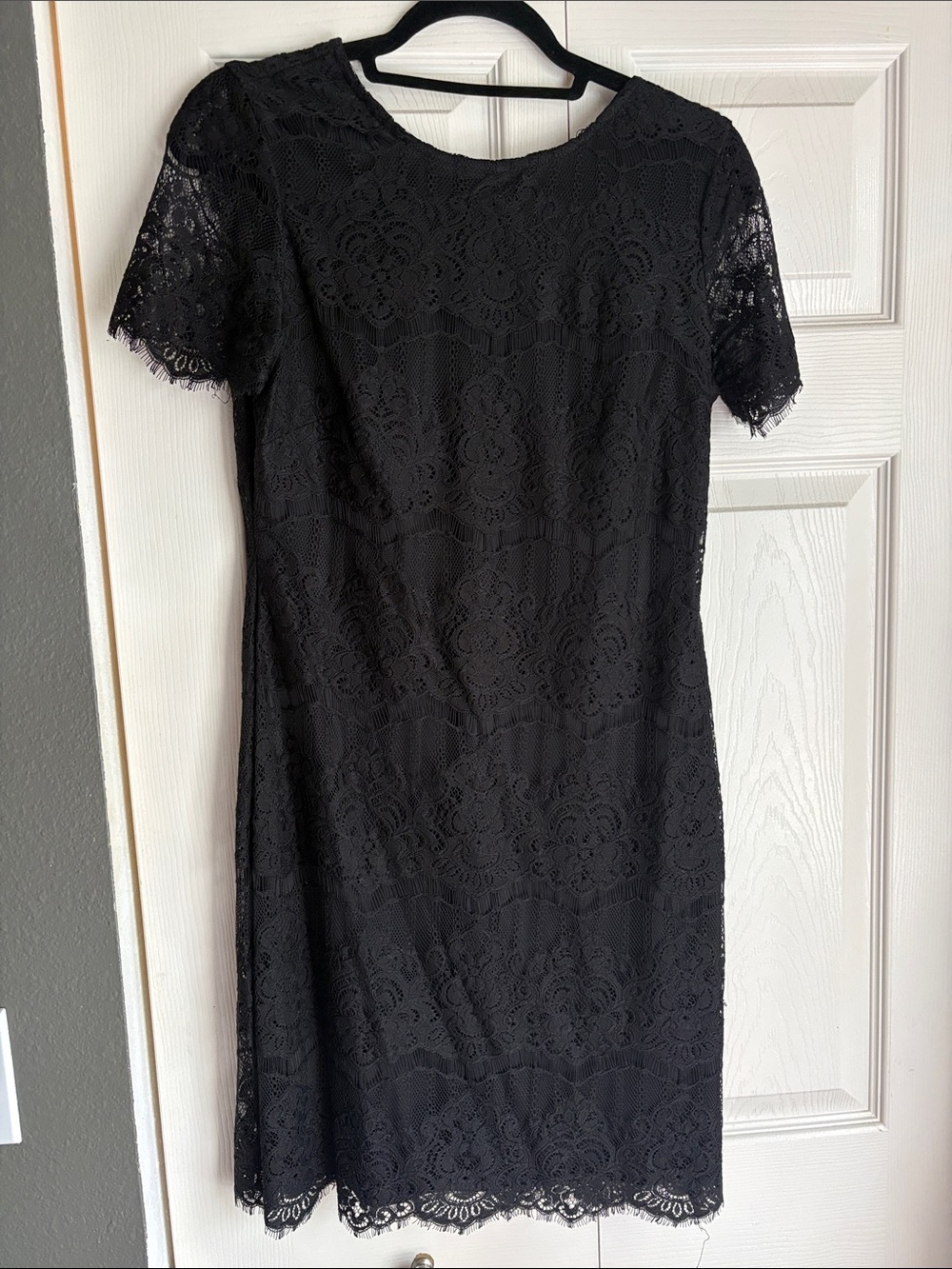 Kensie Black Lace Midi Dress with Short Sleeves